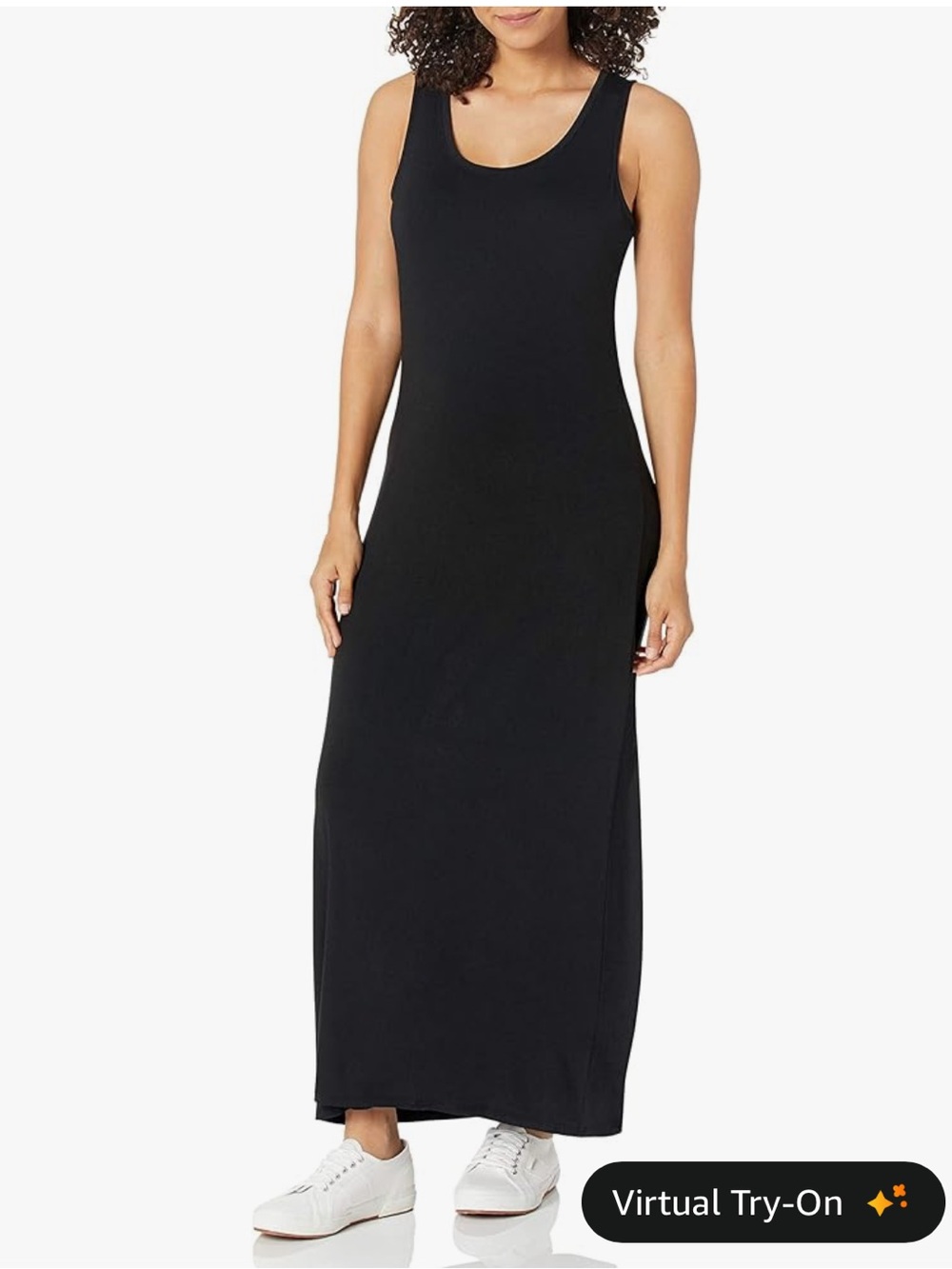 Amazon Essentials Classic Black Scoop Neck Maxi Dress